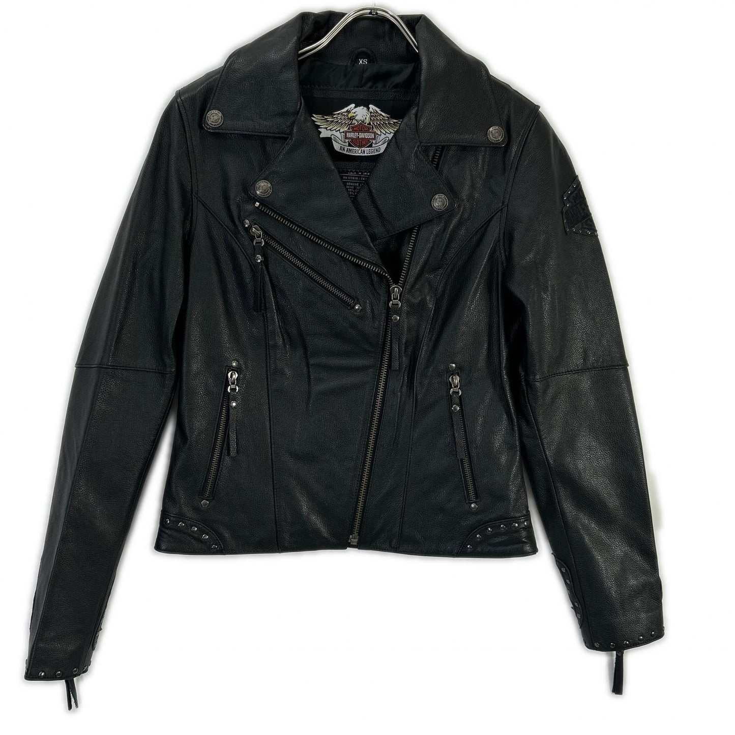 HARLEY DAVIDSON ハーレーダビッドソン ブラック スタッズ フレイムデザイン ダブルライダースジャケット ジャケット