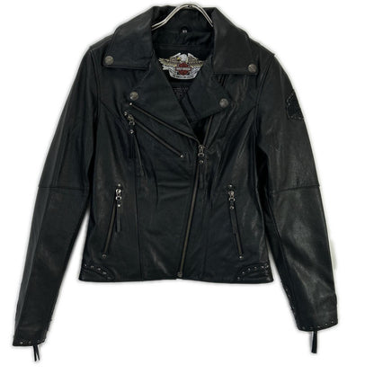 HARLEY DAVIDSON ハーレーダビッドソン ブラック スタッズ フレイムデザイン ダブルライダースジャケット ジャケット