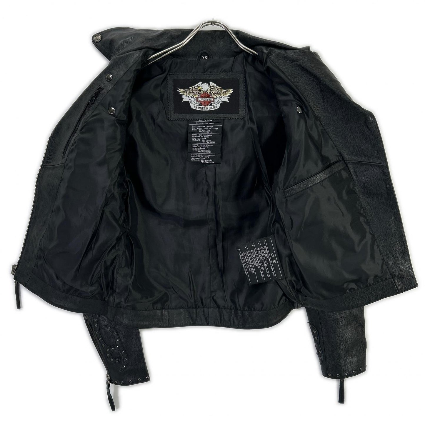 HARLEY DAVIDSON ハーレーダビッドソン ブラック スタッズ フレイムデザイン ダブルライダースジャケット ジャケット