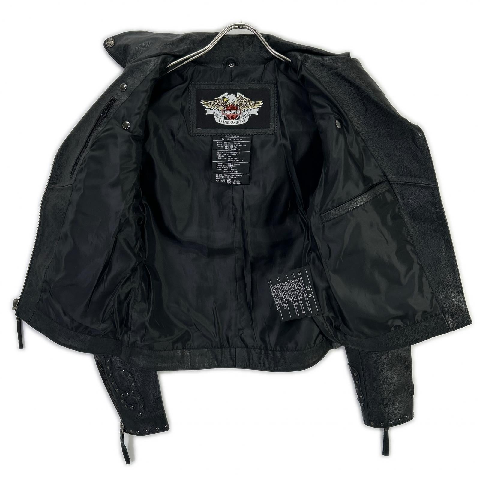 HARLEY DAVIDSON ハーレーダビッドソン ブラック スタッズ フレイムデザイン ダブルライダースジャケット ジャケット
