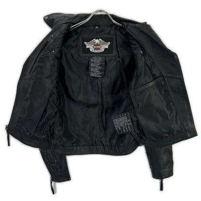 HARLEY DAVIDSON ハーレーダビッドソン ブラック スタッズ フレイムデザイン ダブルライダースジャケット ジャケット