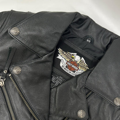 HARLEY DAVIDSON ハーレーダビッドソン ブラック スタッズ フレイムデザイン ダブルライダースジャケット ジャケット