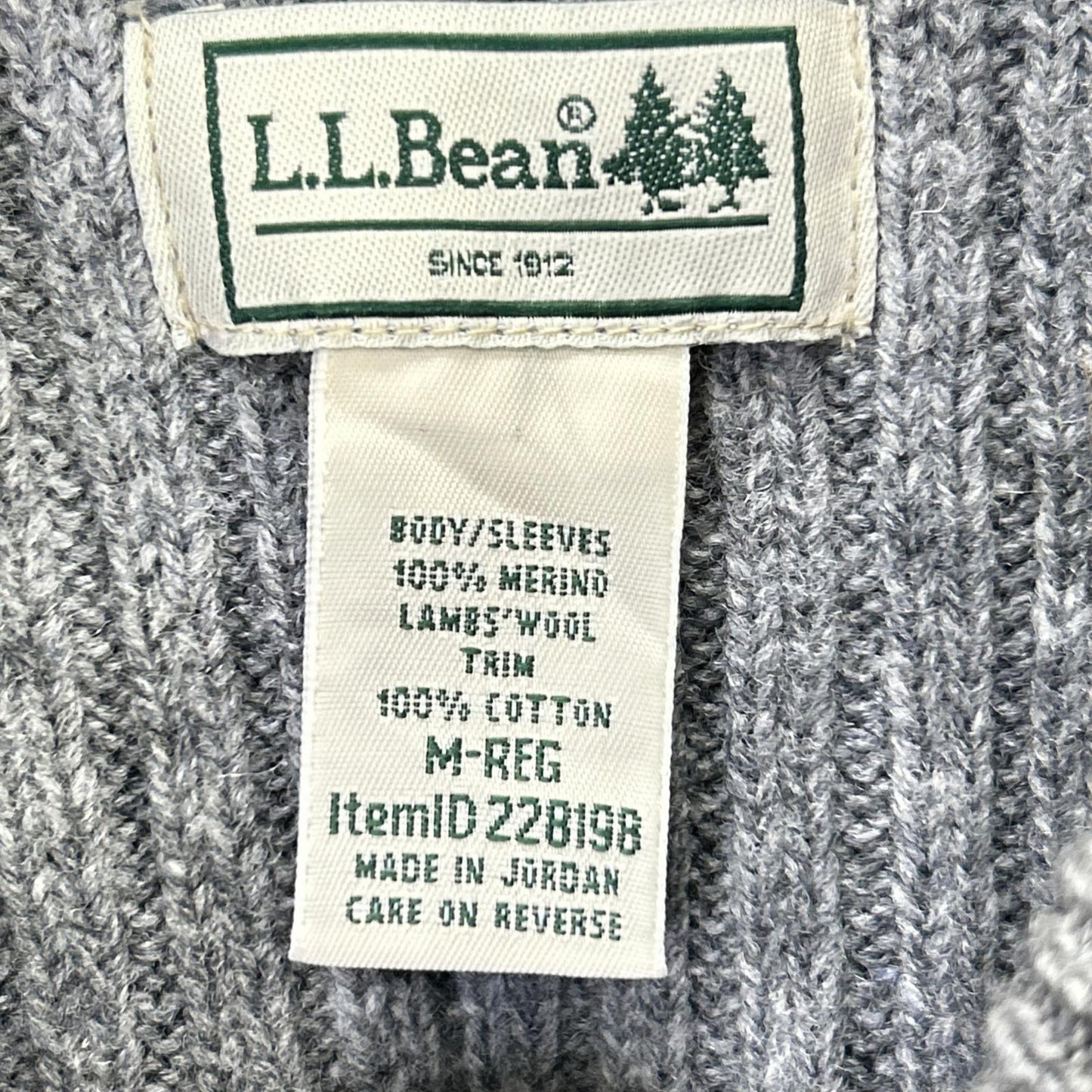 L.L.Bean エルエルビーン 228198 グレー ウール ヘンリーネック コマンドセーター トップス