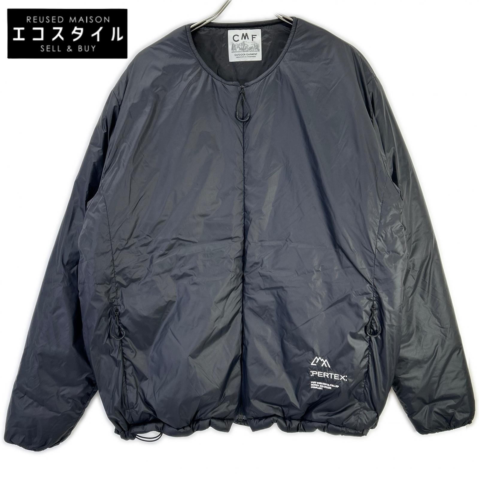 CMF シーエムエフ OUTDOORGARMENT　CMF2502-J08C ブラック PUFF SWEATER UL FULL ZIP ノーカラーパテッドジャケット ジャケット