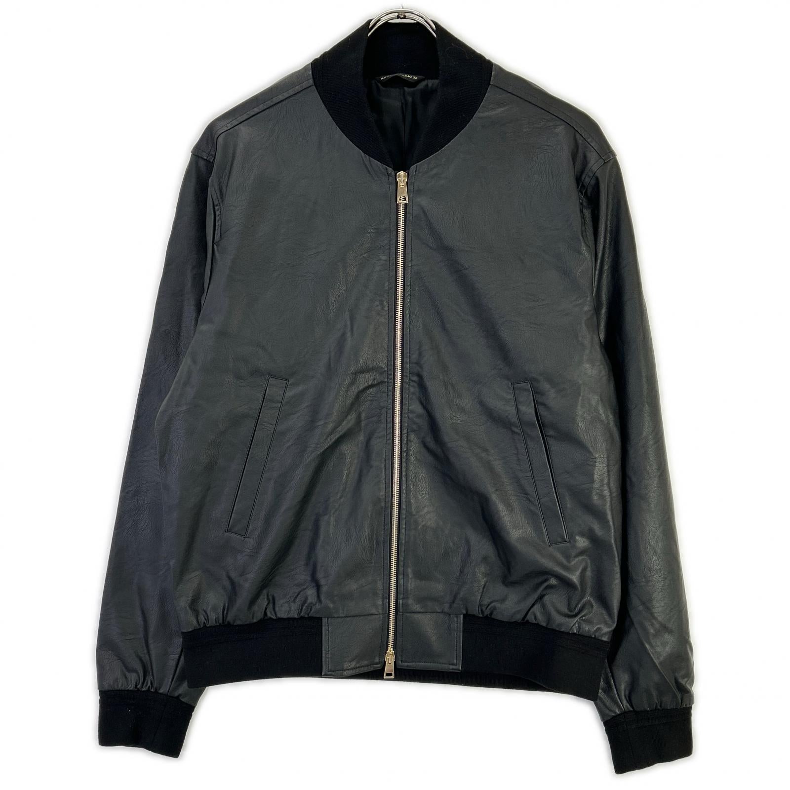 giab's ARCHIVIO ジャブスアルキヴィオ A5419 ブラック BARDI GOLD シンセティックレザー ジップアップ ブルゾン ジャケット