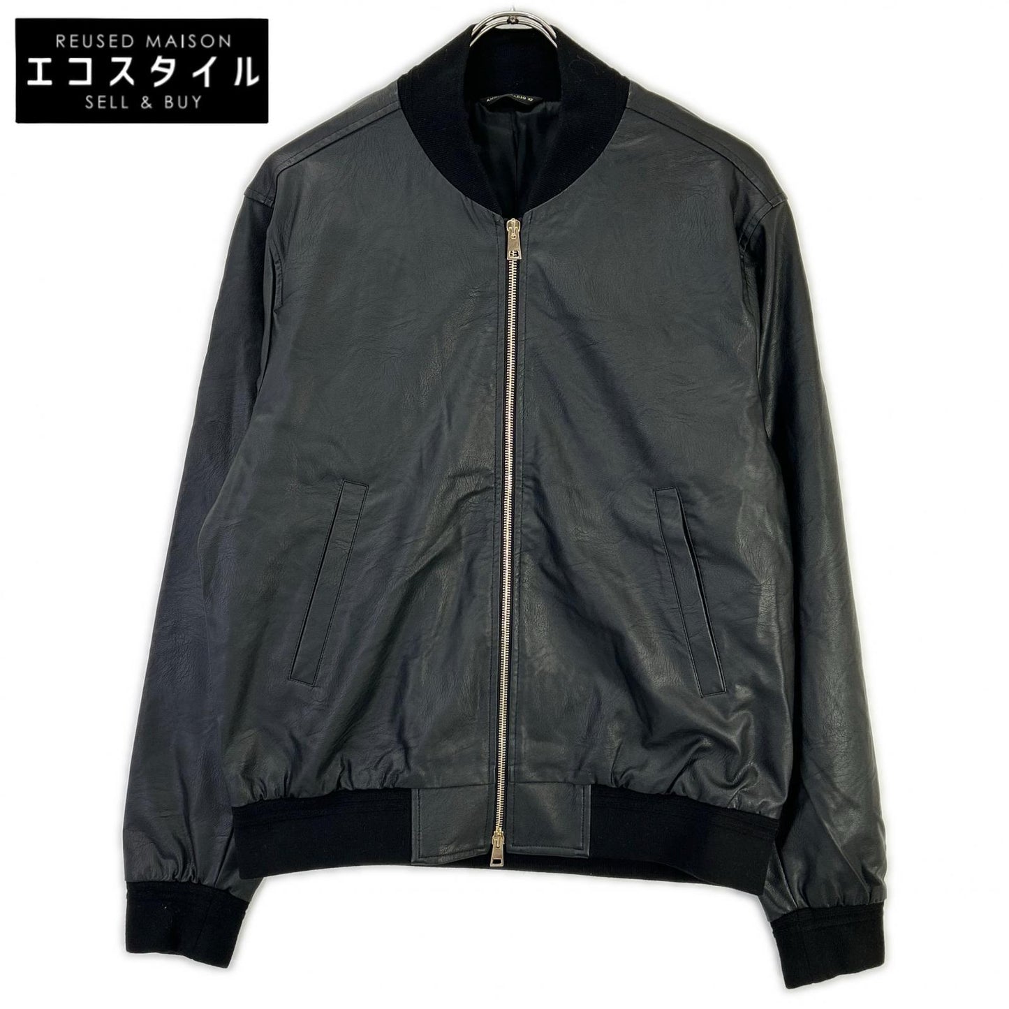 giab's ARCHIVIO ジャブスアルキヴィオ A5419 ブラック BARDI GOLD シンセティックレザー ジップアップ ブルゾン ジャケット