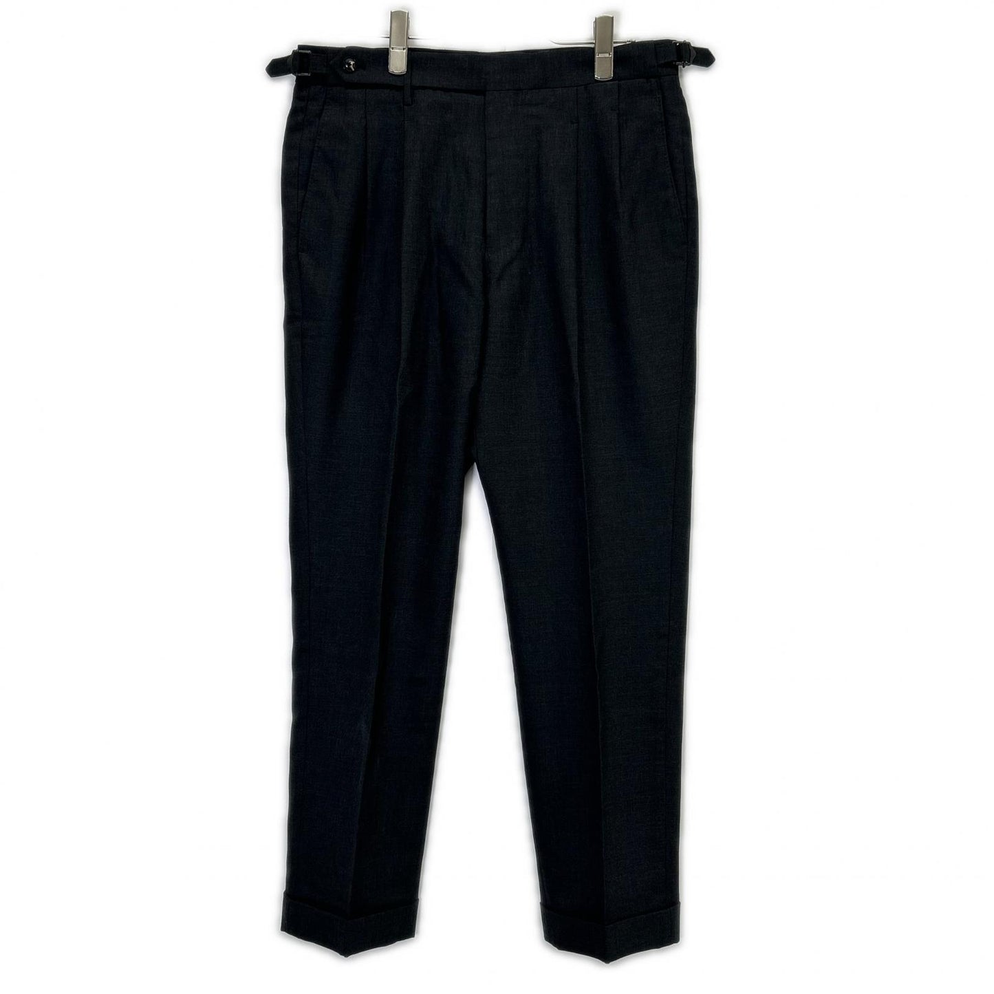 #NAME? Cross Closet CLG-20044 Charcoal Twill Two-Pleat Trousers Twill Two-Pleat Trousers Bottoms