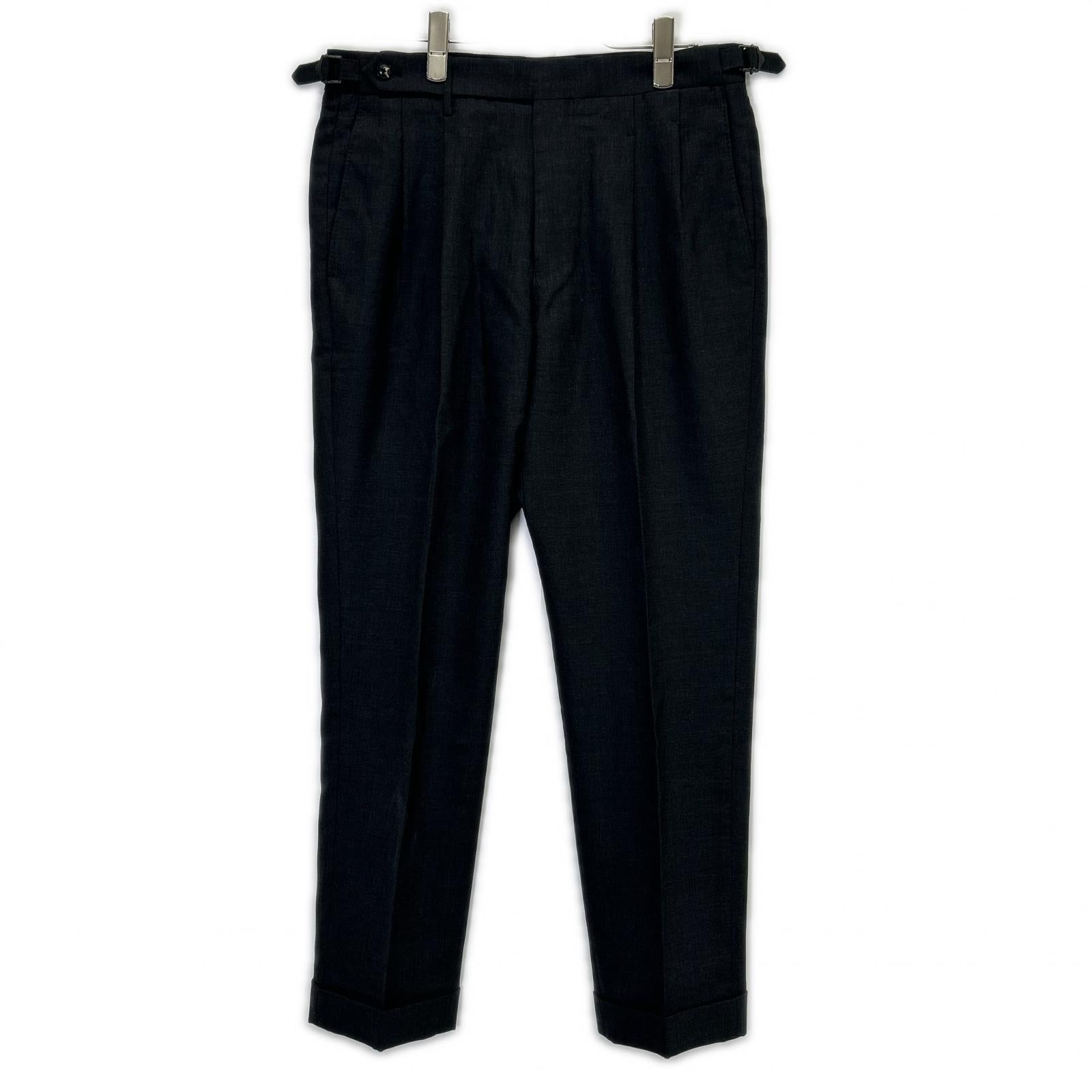 #NAME? Cross Closet CLG-20044 Charcoal Twill Two-Pleat Trousers Twill Two-Pleat Trousers Bottoms