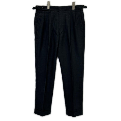 #NAME? Cross Closet CLG-20044 Charcoal Twill Two-Pleat Trousers Twill Two-Pleat Trousers Bottoms