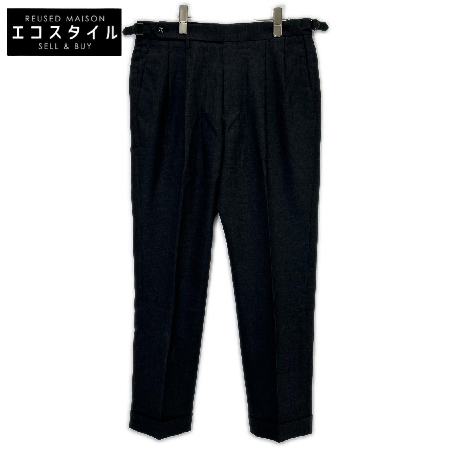 #NAME? Cross Closet CLG-20044 Charcoal Twill Two-Pleat Trousers Twill Two-Pleat Trousers Bottoms