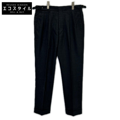 #NAME? Cross Closet CLG-20044 Charcoal Twill Two-Pleat Trousers Twill Two-Pleat Trousers Bottoms