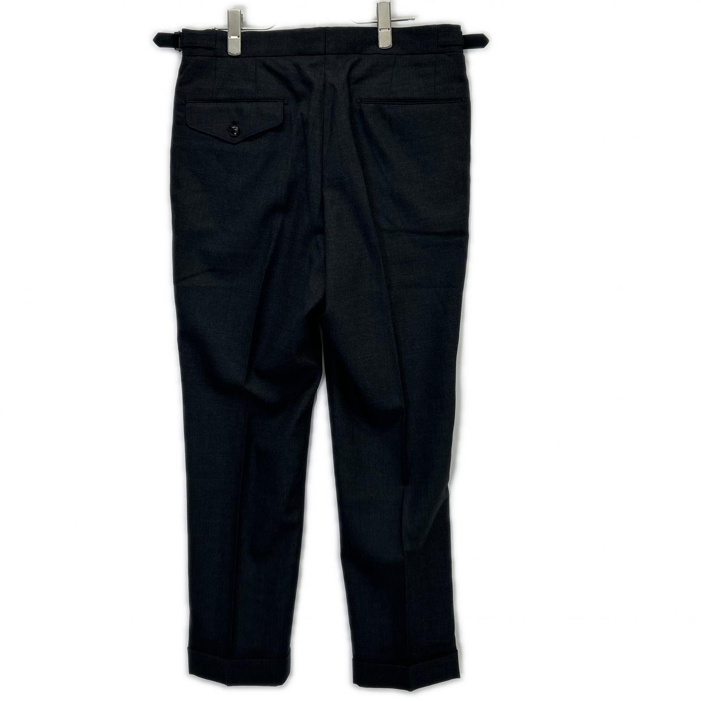 #NAME? Cross Closet CLG-20044 Charcoal Twill Two-Pleat Trousers Twill Two-Pleat Trousers Bottoms