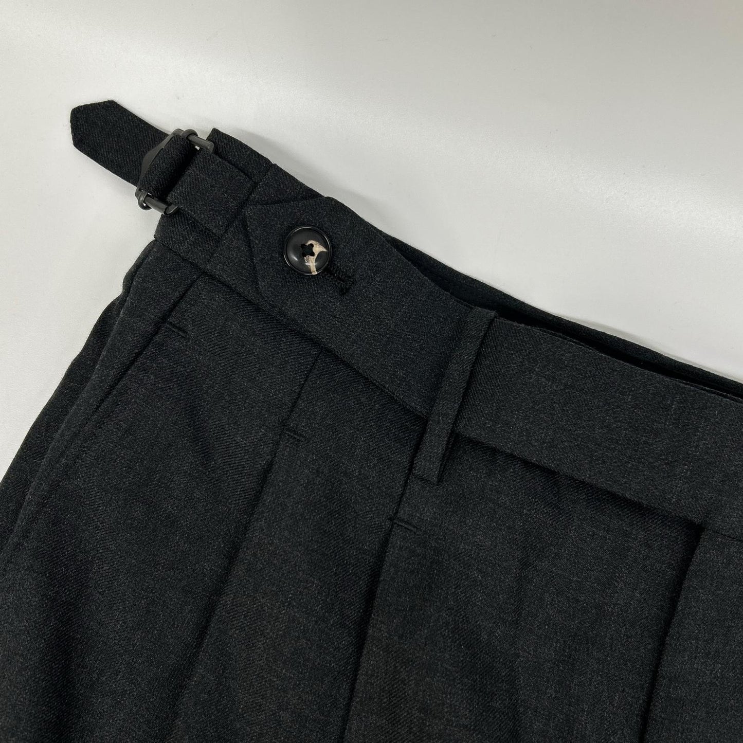 #NAME? Cross Closet CLG-20044 Charcoal Twill Two-Pleat Trousers Twill Two-Pleat Trousers Bottoms