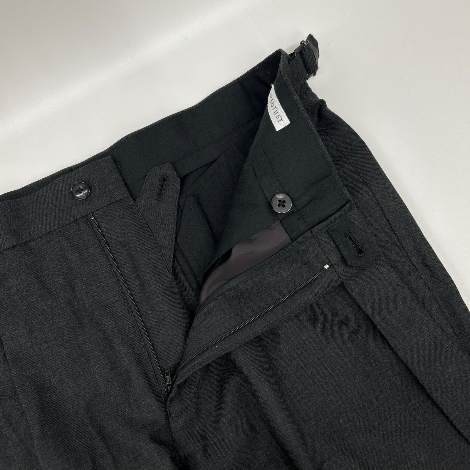 #NAME? Cross Closet CLG-20044 Charcoal Twill Two-Pleat Trousers Twill Two-Pleat Trousers Bottoms