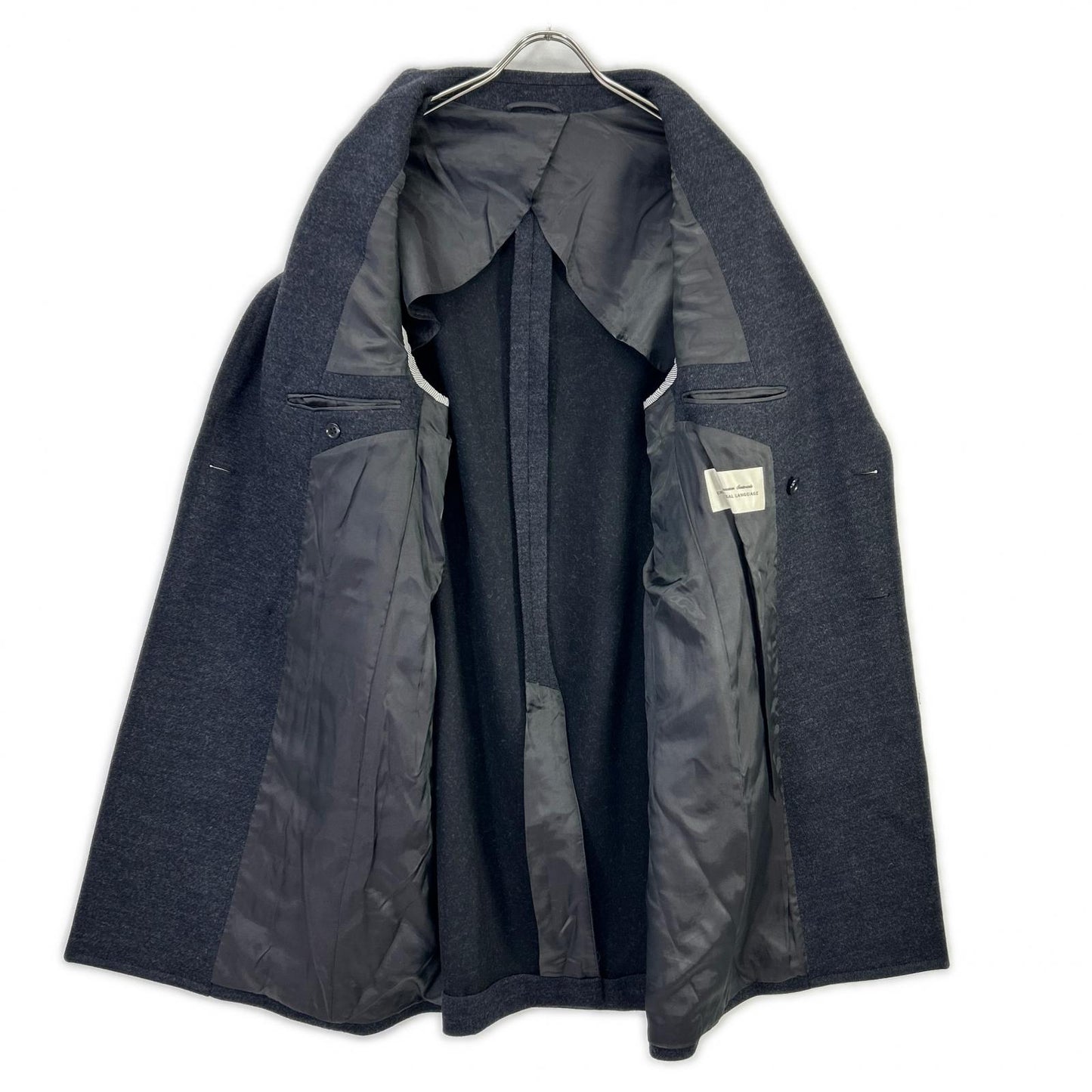 UNIVERSAL LANGUAGE Universal Language 506155 Navy Wool Double-Breasted Coat Coat
