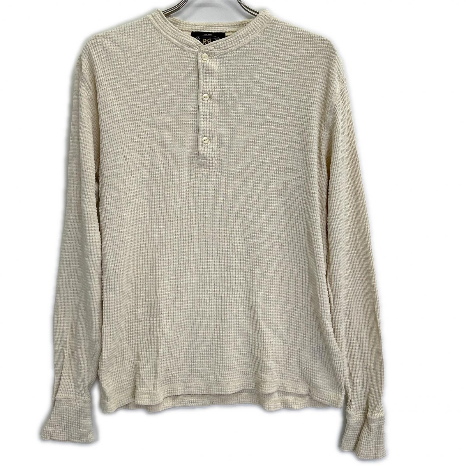 RRL ダブルアールエル アイボリー コットン サーマル ワッフル ヘンリーネックシャツ トップス