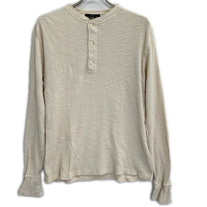 RRL ダブルアールエル アイボリー コットン サーマル ワッフル ヘンリーネックシャツ トップス