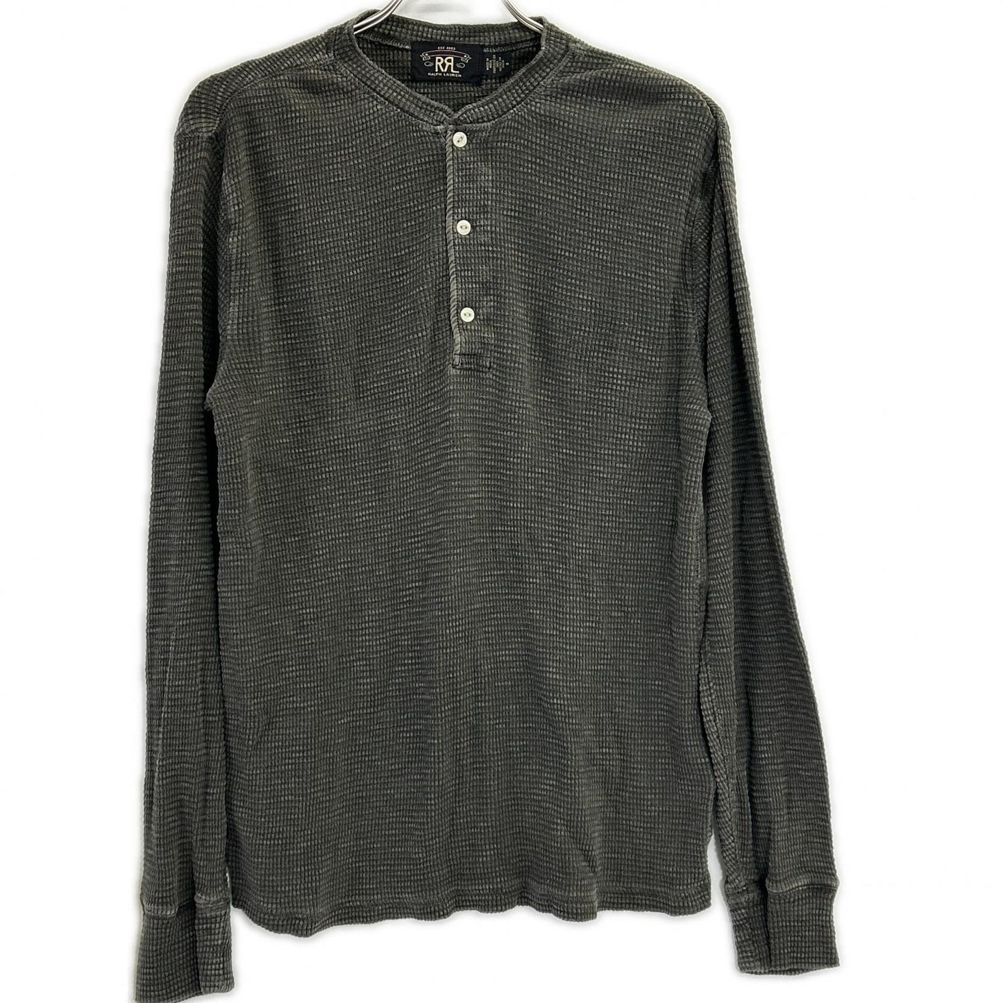 RRL ダブルアールエル チャコール コットン サーマル ワッフル ヘンリーネックシャツ トップス