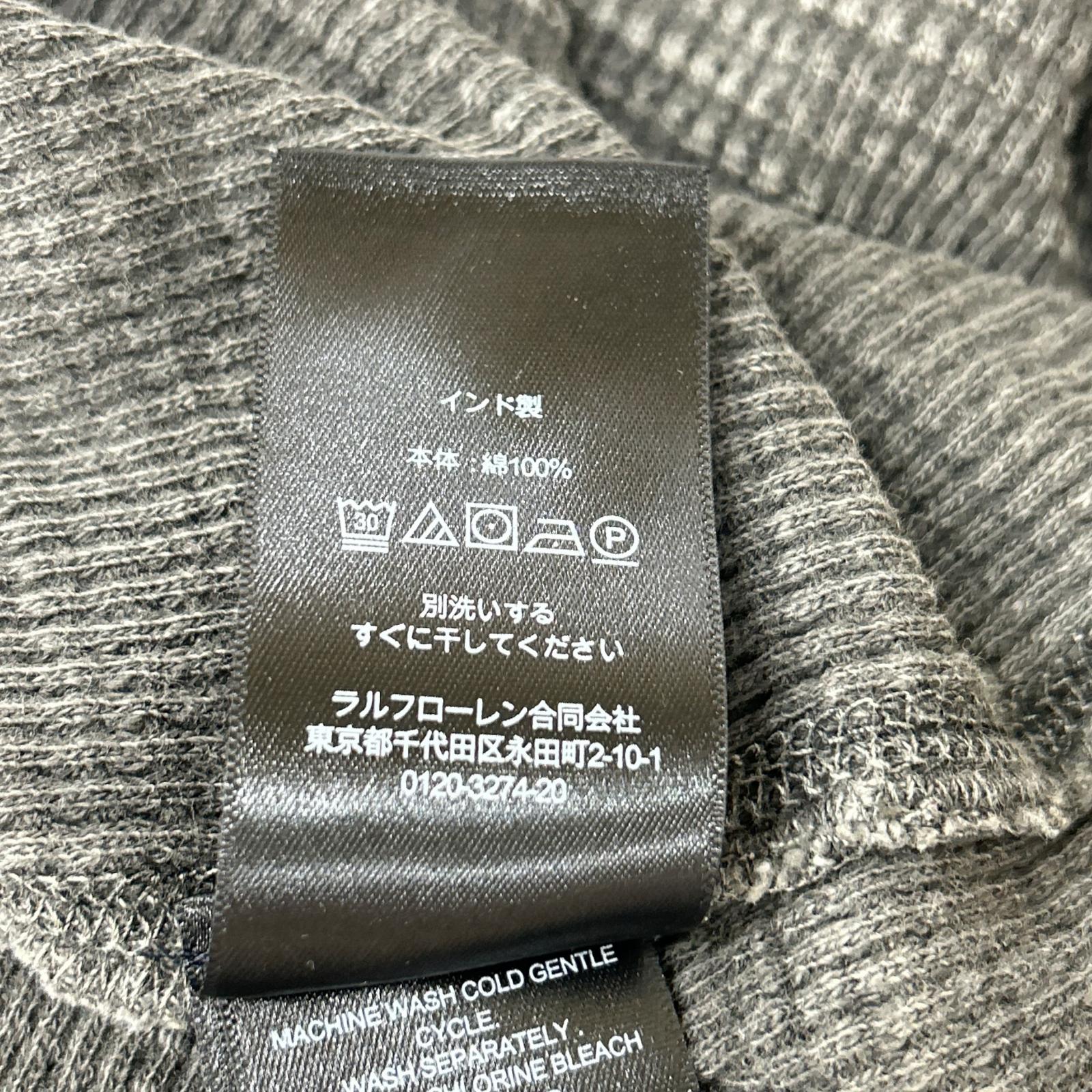 RRL ダブルアールエル チャコール コットン サーマル ワッフル ヘンリーネックシャツ トップス