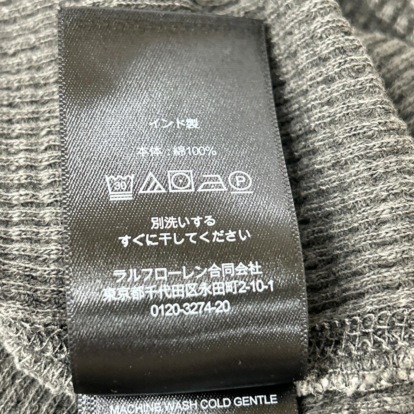 RRL ダブルアールエル チャコール コットン サーマル ワッフル ヘンリーネックシャツ トップス