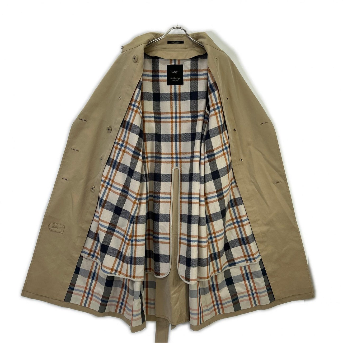 SANYO SANYO beige checked lining 100 Year Coat trench coat with liner coat