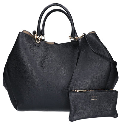 Manuel MILANO マニュエルミラノ 【美品】6367 フォルムレザー ポーチ付 2WAYショルダー トートバッグ