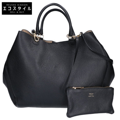 Manuel MILANO マニュエルミラノ 【美品】6367 フォルムレザー ポーチ付 2WAYショルダー トートバッグ