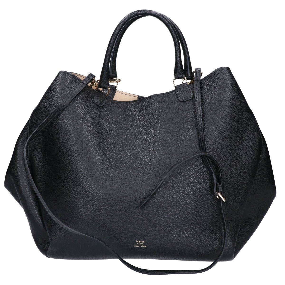 Manuel MILANO マニュエルミラノ 【美品】6367 フォルムレザー ポーチ付 2WAYショルダー トートバッグ