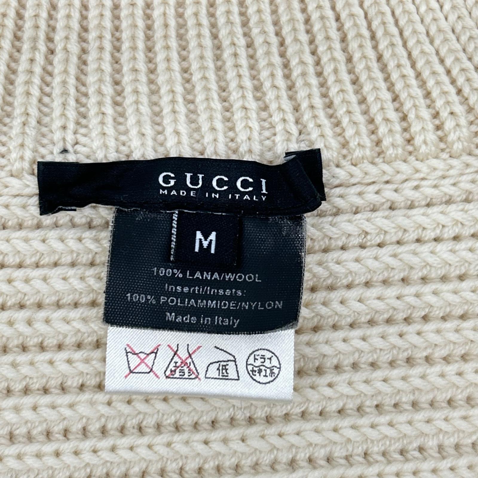 GUCCI グッチ 170970 アイボリー 比翼ハーフジップ プルオーバーニット トップス