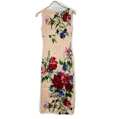 DOLCE&GABBANA ドルチェアンドガッバーナ 25ss　サーモンピンク 花柄 ノースリーブレーヨンワンピースドレス ワンピース