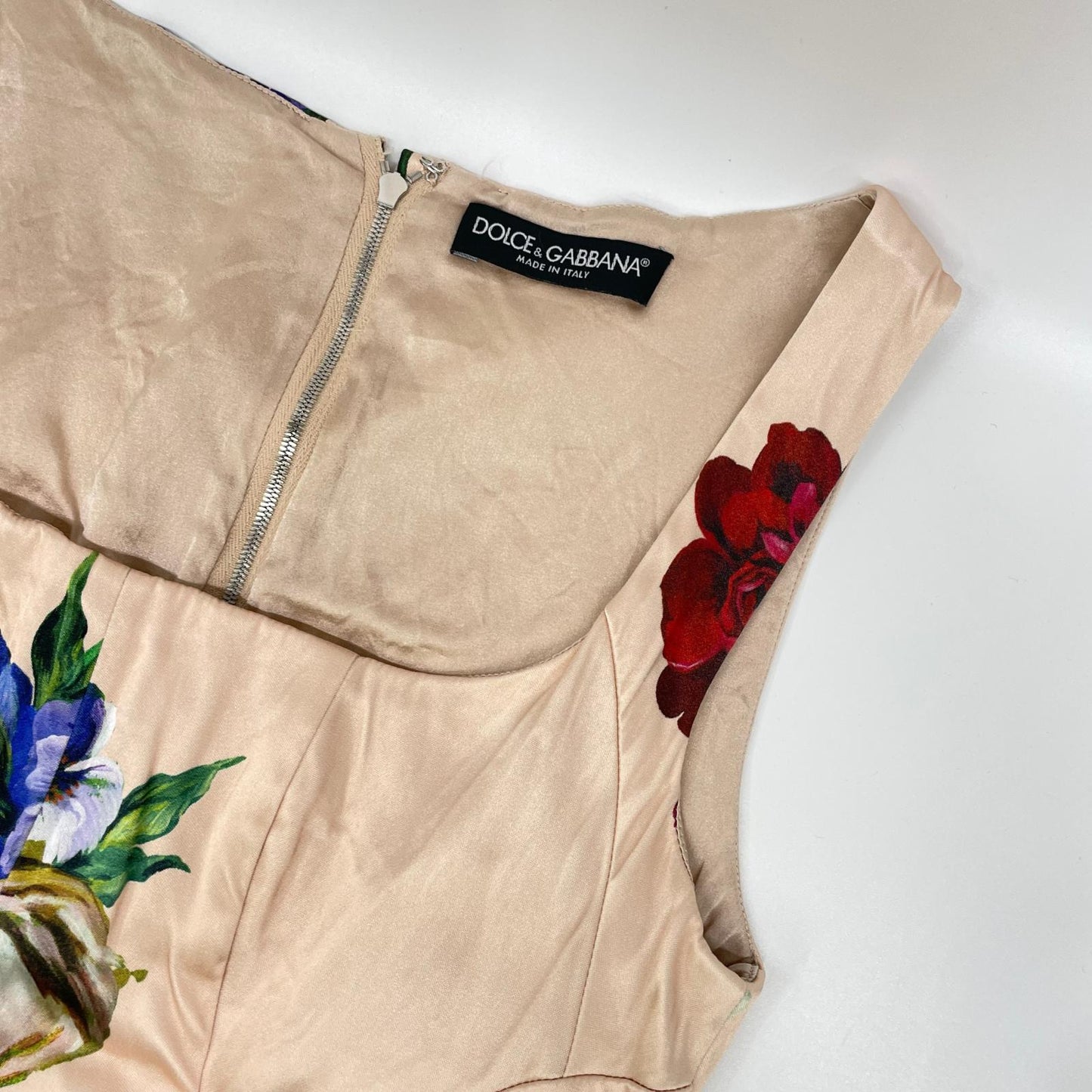 DOLCE&GABBANA ドルチェアンドガッバーナ 25ss　サーモンピンク 花柄 ノースリーブレーヨンワンピースドレス ワンピース