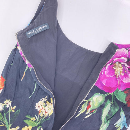 DOLCE&GABBANA ドルチェアンドガッバーナ 25ss　ブラック 花柄 ノースリーブレーヨンワンピースドレス ワンピース