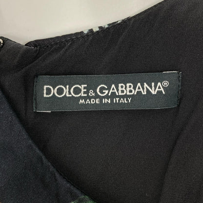 DOLCE&GABBANA ドルチェアンドガッバーナ 25ss　ブラック 花柄 ノースリーブレーヨンワンピースドレス ワンピース