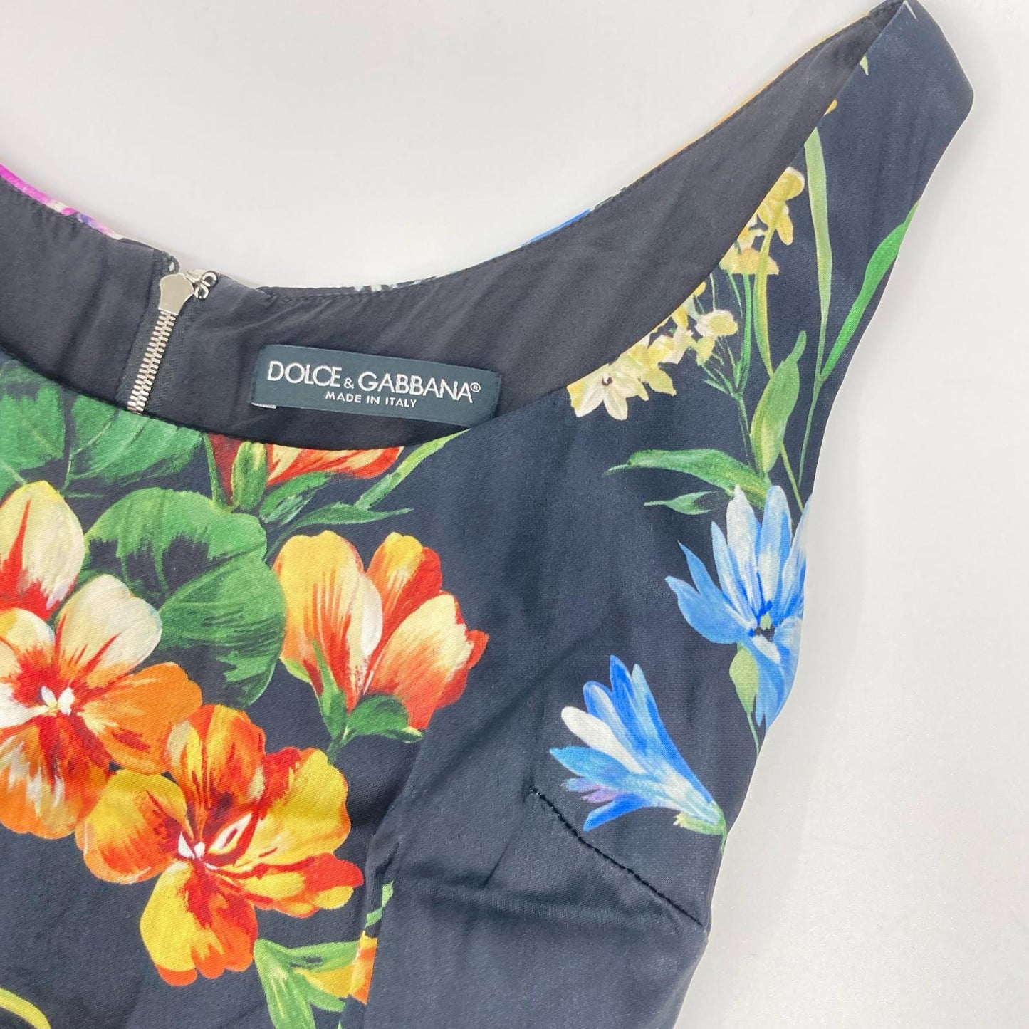 DOLCE&GABBANA ドルチェアンドガッバーナ 25ss　ブラック 花柄 ノースリーブレーヨンワンピースドレス ワンピース