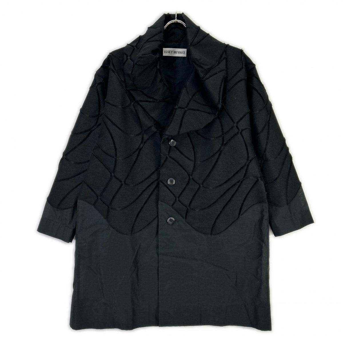 ISSEY MIYAKE イッセイミヤケ 17AW IM74FD503 ブラック ウール 切替 ショールカラーコート コート