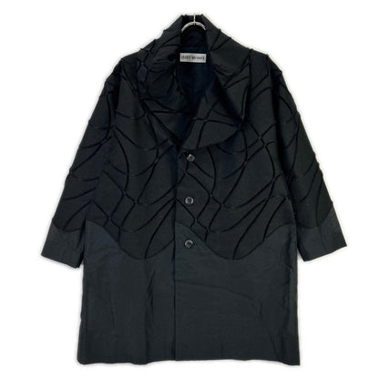 ISSEY MIYAKE イッセイミヤケ 17AW IM74FD503 ブラック ウール 切替 ショールカラーコート コート