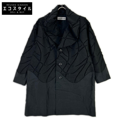 ISSEY MIYAKE イッセイミヤケ 17AW IM74FD503 ブラック ウール 切替 ショールカラーコート コート