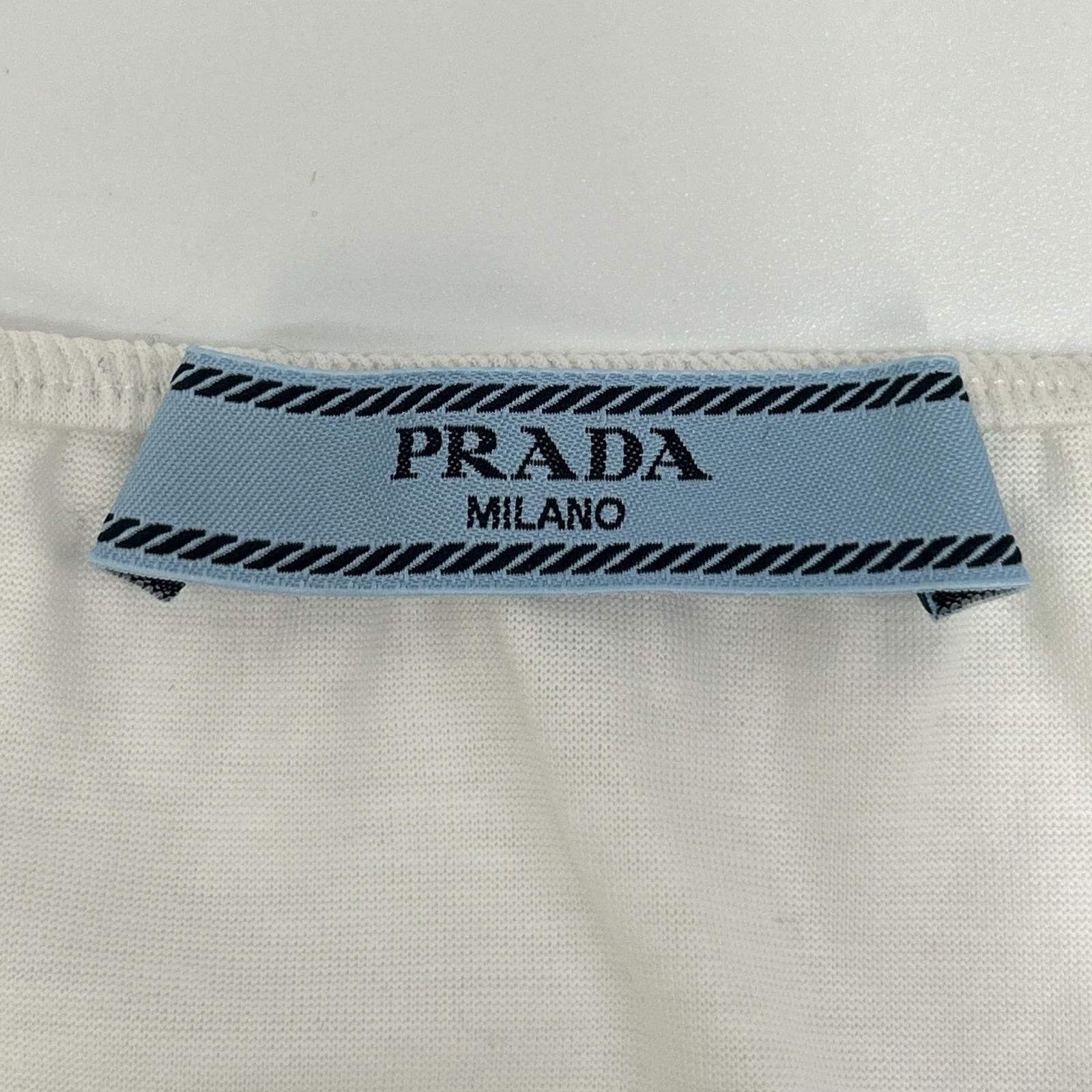 PRADA プラダ RAF SIMONS 15168 ホワイト コットン プリント ミディスカート スカート