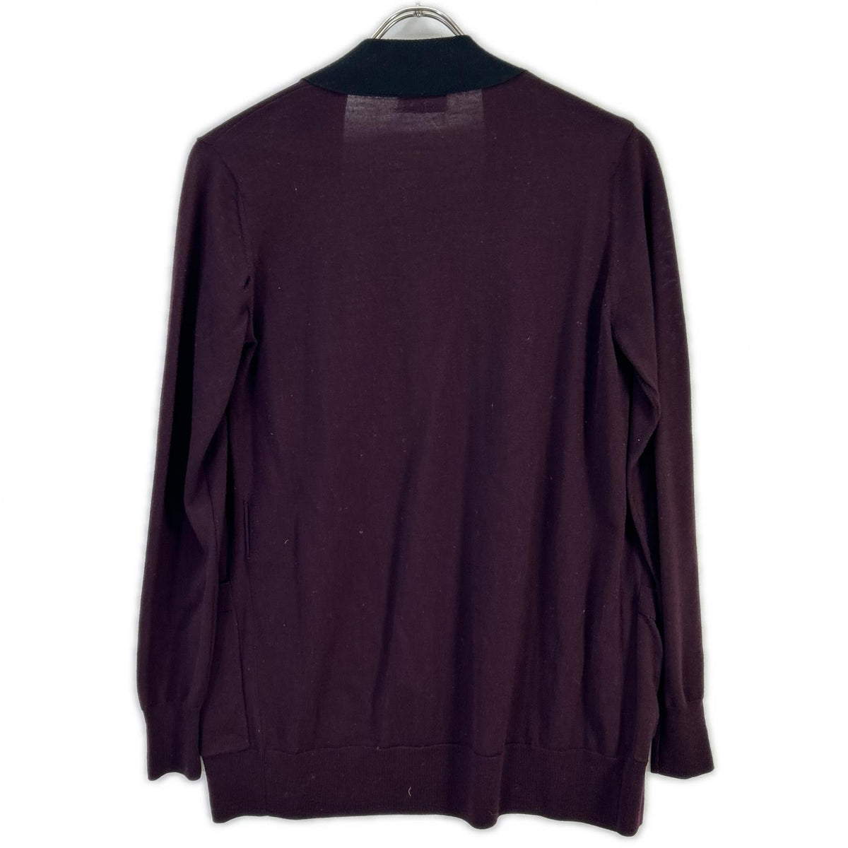DRIES VAN NOTEN ドリスヴァンノッテン Burgundy × black two-tone wool long-sleeve knit cardigan Tops