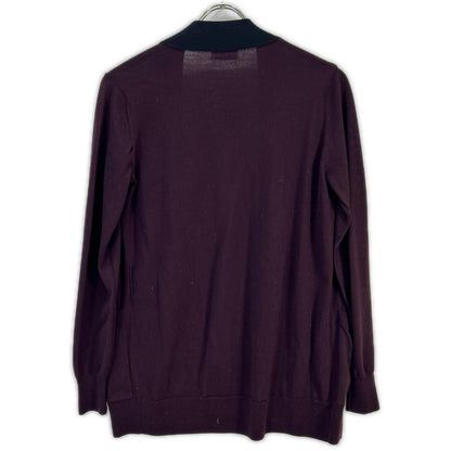 DRIES VAN NOTEN ドリスヴァンノッテン Burgundy × black two-tone wool long-sleeve knit cardigan Tops