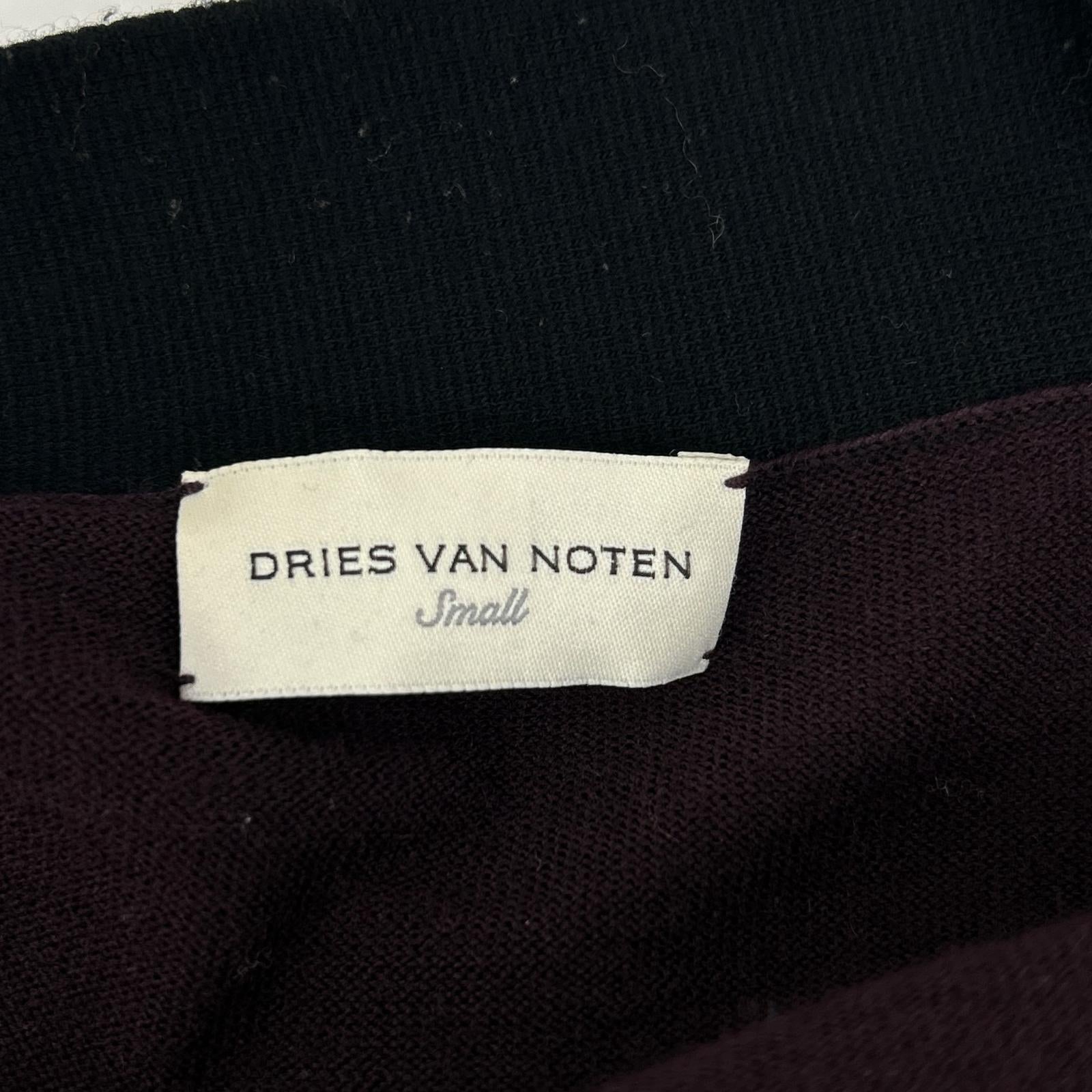 DRIES VAN NOTEN ドリスヴァンノッテン ボルドー×ブラック バイカラー ウール ロングスリーブニットカーディガン トップス