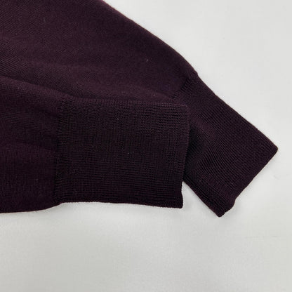 DRIES VAN NOTEN ドリスヴァンノッテン ボルドー×ブラック バイカラー ウール ロングスリーブニットカーディガン トップス