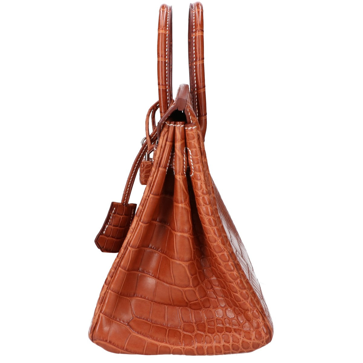 HERMES エルメス □L刻 ゴールド アリゲーターマット SV金具 バーキン25 ハンドバッグ ハンドバッグ