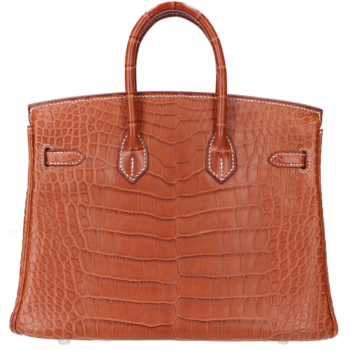 HERMES エルメス □L刻 ゴールド アリゲーターマット SV金具 バーキン25 ハンドバッグ ハンドバッグ