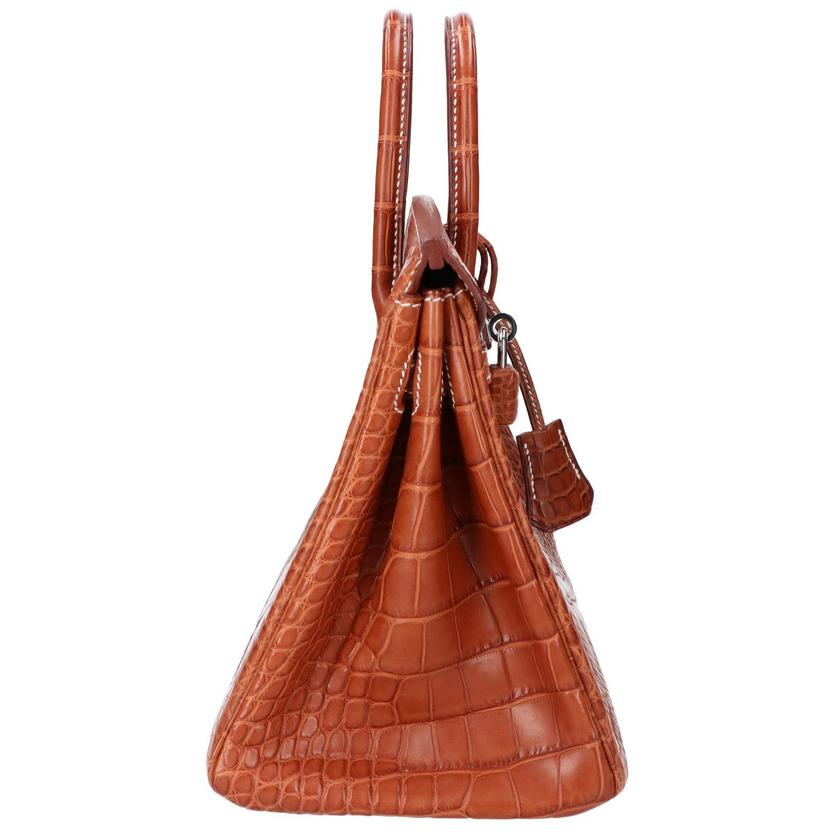 HERMES エルメス □L刻 ゴールド アリゲーターマット SV金具 バーキン25 ハンドバッグ ハンドバッグ