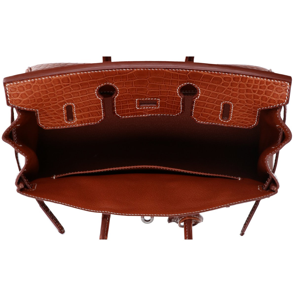 HERMES エルメス □L刻 ゴールド アリゲーターマット SV金具 バーキン25 ハンドバッグ ハンドバッグ