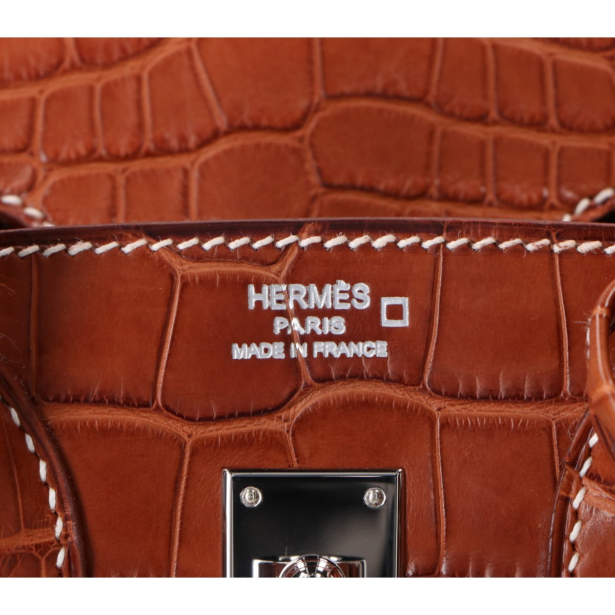 HERMES エルメス □L刻 ゴールド アリゲーターマット SV金具 バーキン25 ハンドバッグ ハンドバッグ