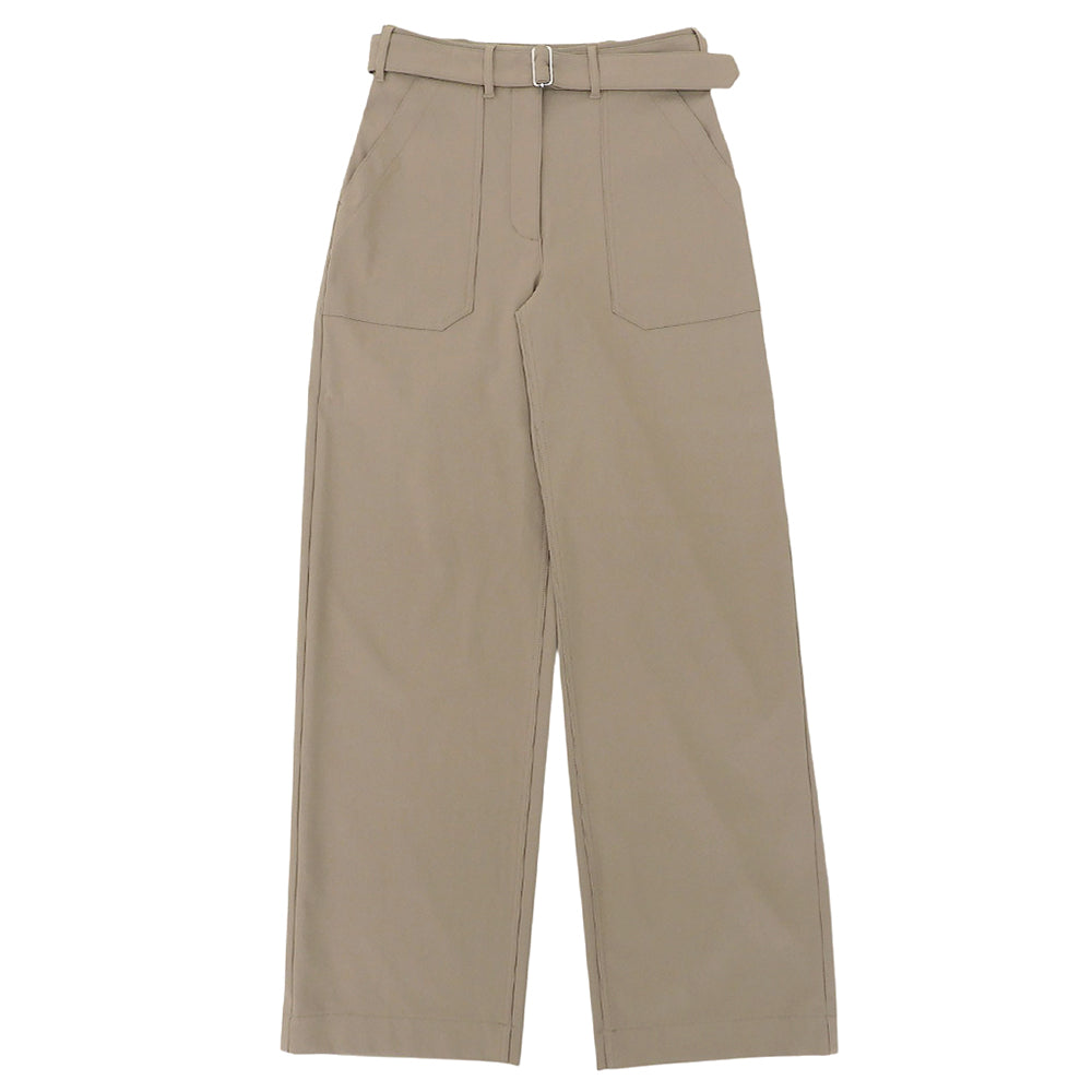 Theory セオリー 新品同様 コットン混 ベルテッド ツイル ワイドストレッチパンツ ボトムス レディース ベージュ O 25SS ボトムス