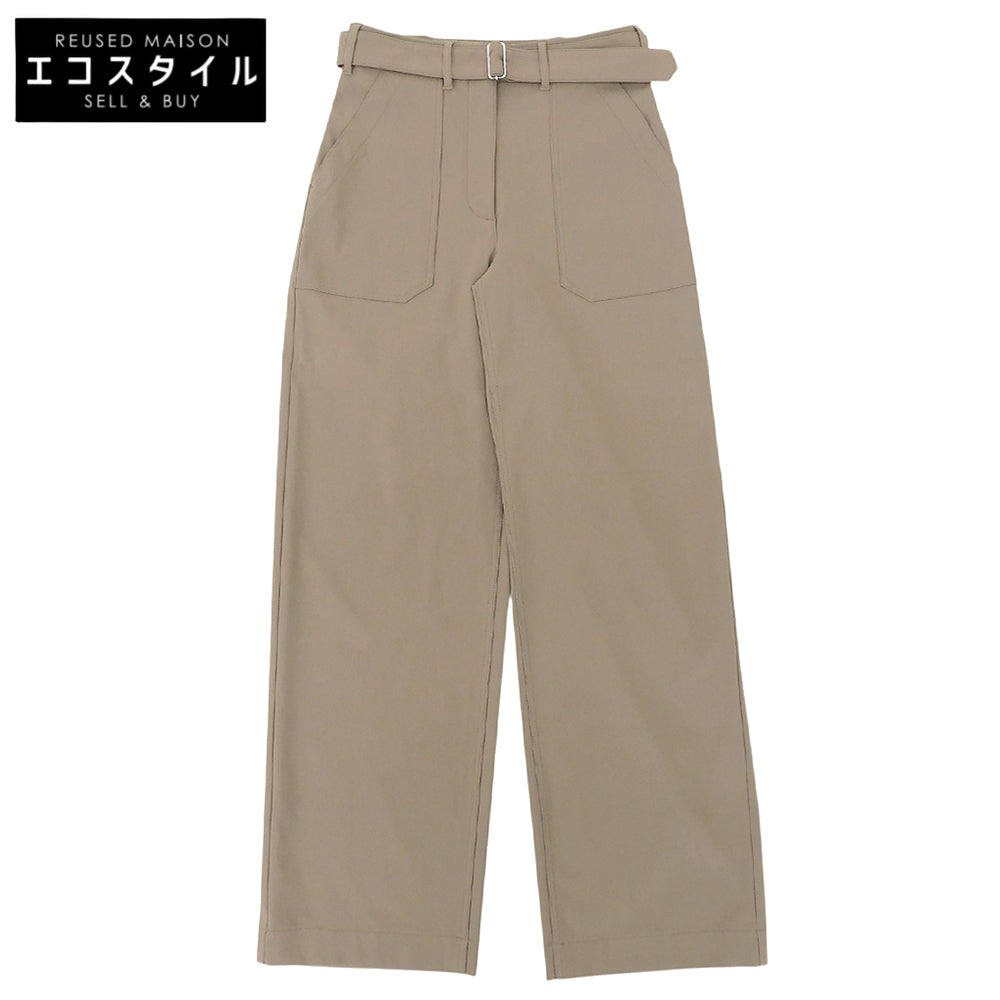 Theory セオリー 新品同様 コットン混 ベルテッド ツイル ワイドストレッチパンツ ボトムス レディース ベージュ O 25SS ボトムス