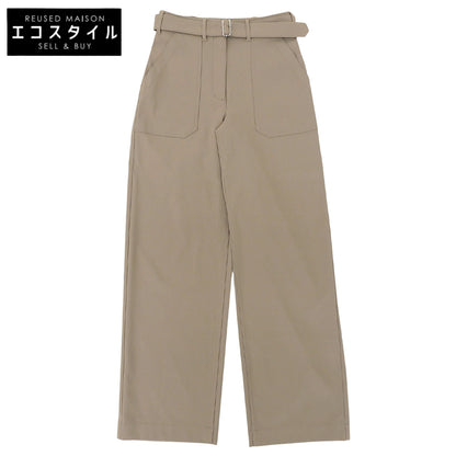 Theory セオリー 新品同様 コットン混 ベルテッド ツイル ワイドストレッチパンツ ボトムス レディース ベージュ O 25SS ボトムス